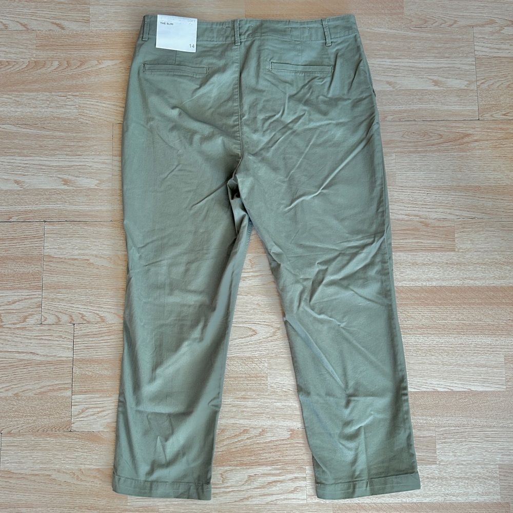 NWT Loft The Slim Monroe Olive Green Chino Ankle Pants 14 - Picture 4 of 8